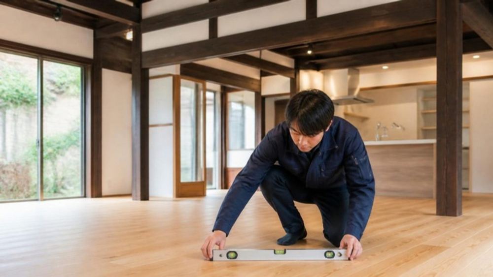 キッチンのリフォームを説明する大工